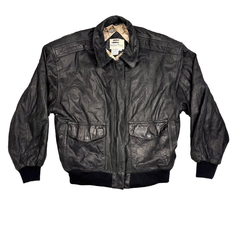 Vintage Leather Jacket Size Small - Boundary Waters Bomber Jacket